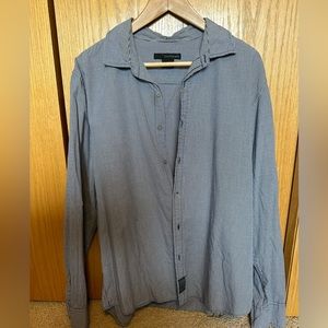 Calvin Klein - blue and white searsucker polo